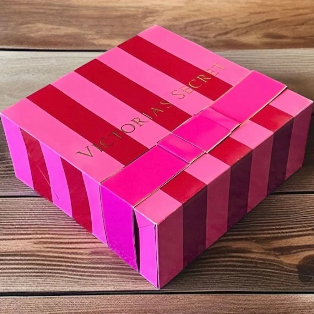 NWT Vintage Y2K Rare Victoria's Secret Pink 10Hx10”Wx4”D Striped Gift Box w/ Bow
